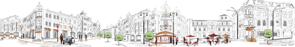 Скинали — Вид на улицу с красивыми зданиями и террасой кафе 