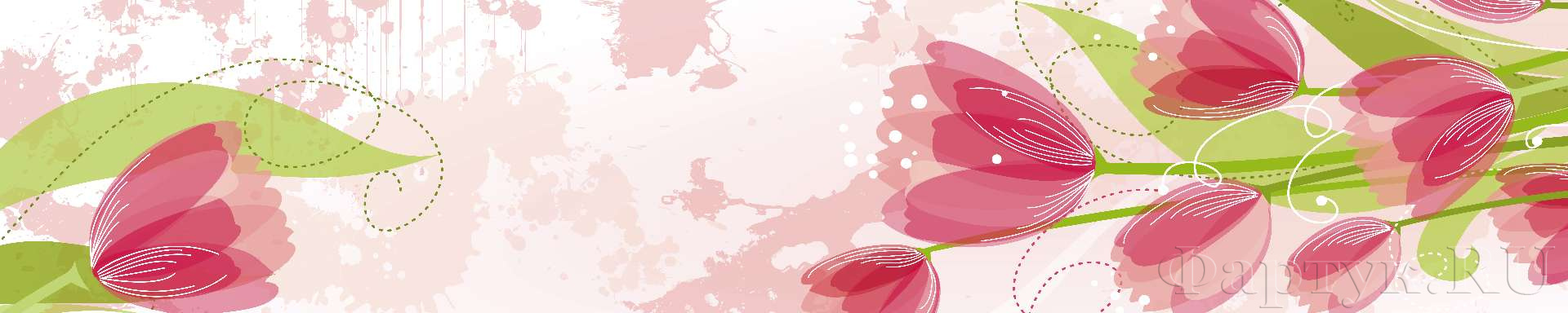Нарисованные розовые тюльпаны