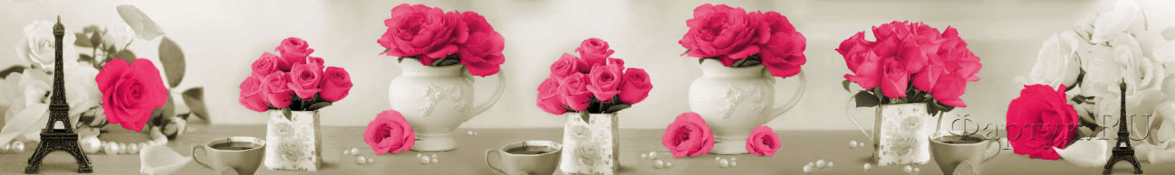 Скинали — Изумительные букеты нежно-розовых роз в белых вазах 