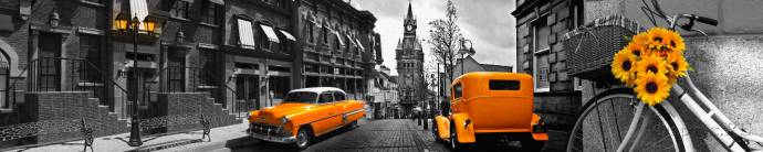 Скинали — Оранжевые автомобили на сером фоне