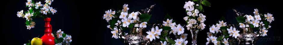 Скинали — Белые мелкие цветы на черном фоне  