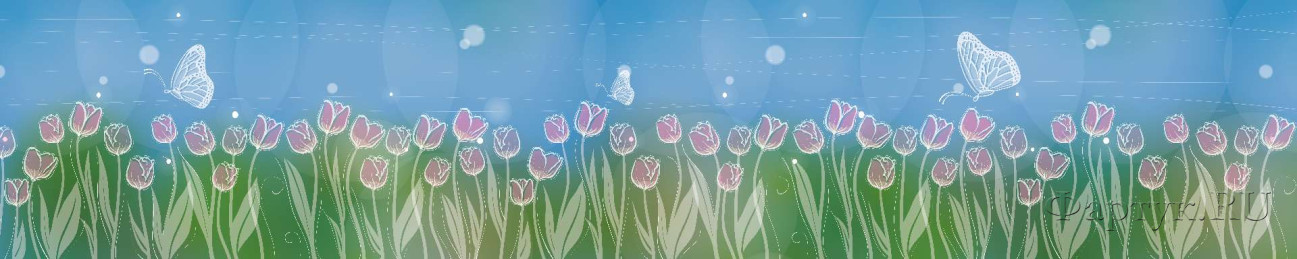 Скинали — Тюльпаны в траве на голубом фоне