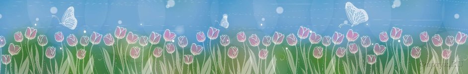 Скинали — Тюльпаны в траве на голубом фоне