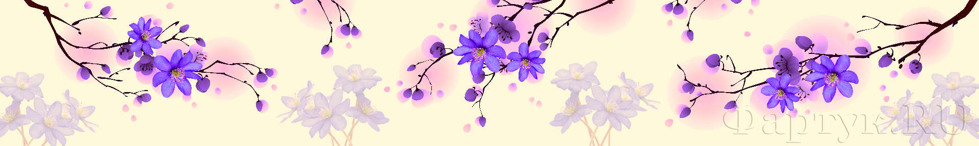 Веточки деревьев с лиловыми цветами 