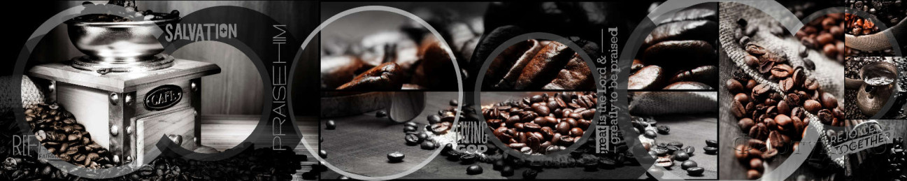 Скинали — Кофейный коллаж: кофемолка и зерна кофе