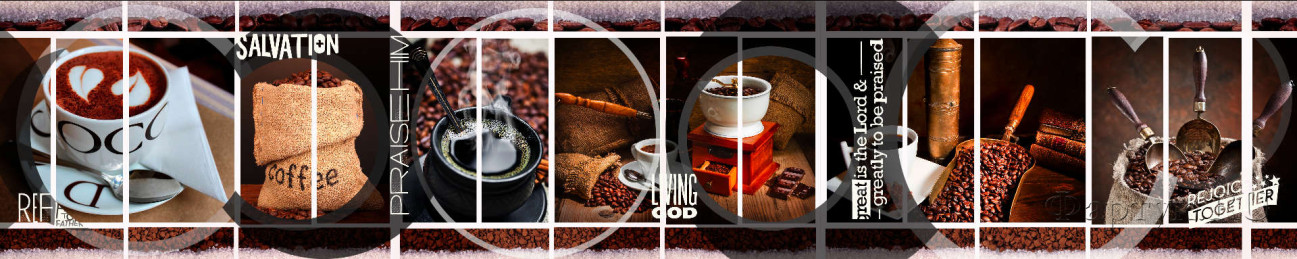 Скинали — Коллаж: чашка кофе и кофейные зерна в мешке
